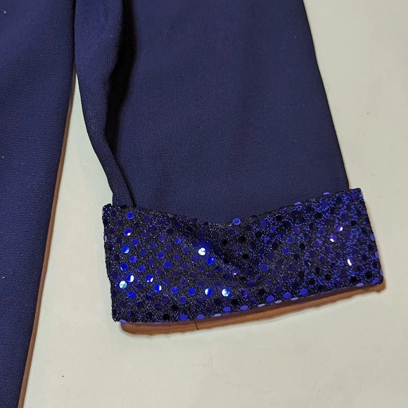Vintage Traditions Sheer Navy Blazer Cardigan Sequin Sleeve Detail Woman Large - Picture 5 of 7